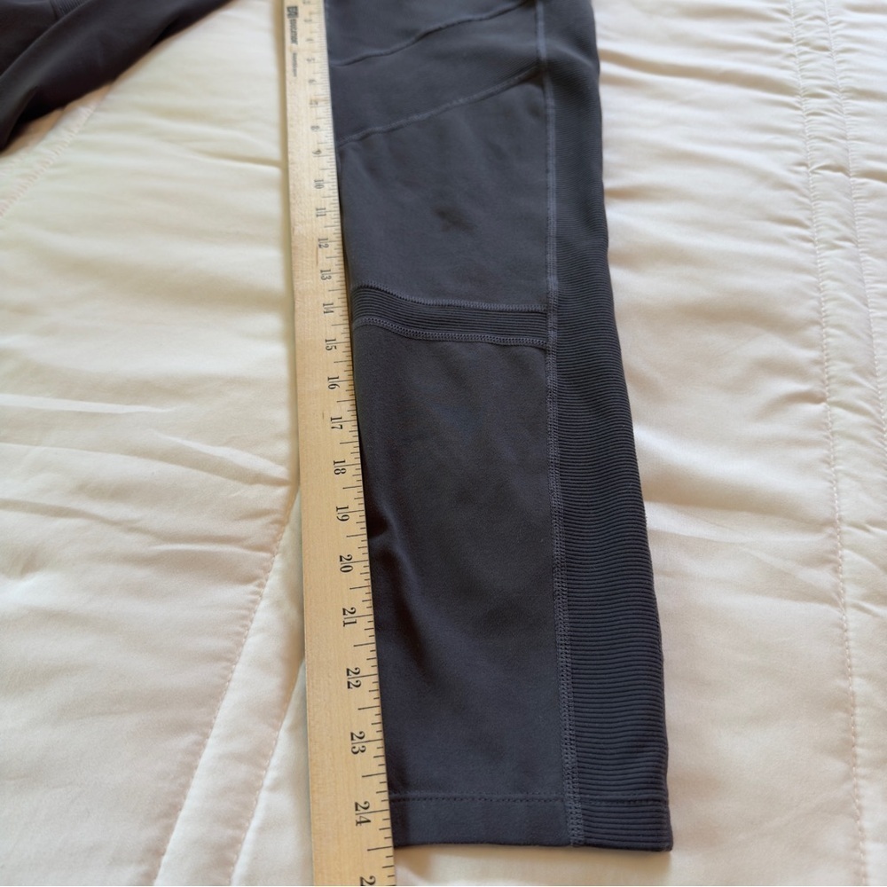 Zella moto ribbed high waist ankle leggings charcoal gray mini pocket size M - Picture 6 of 14